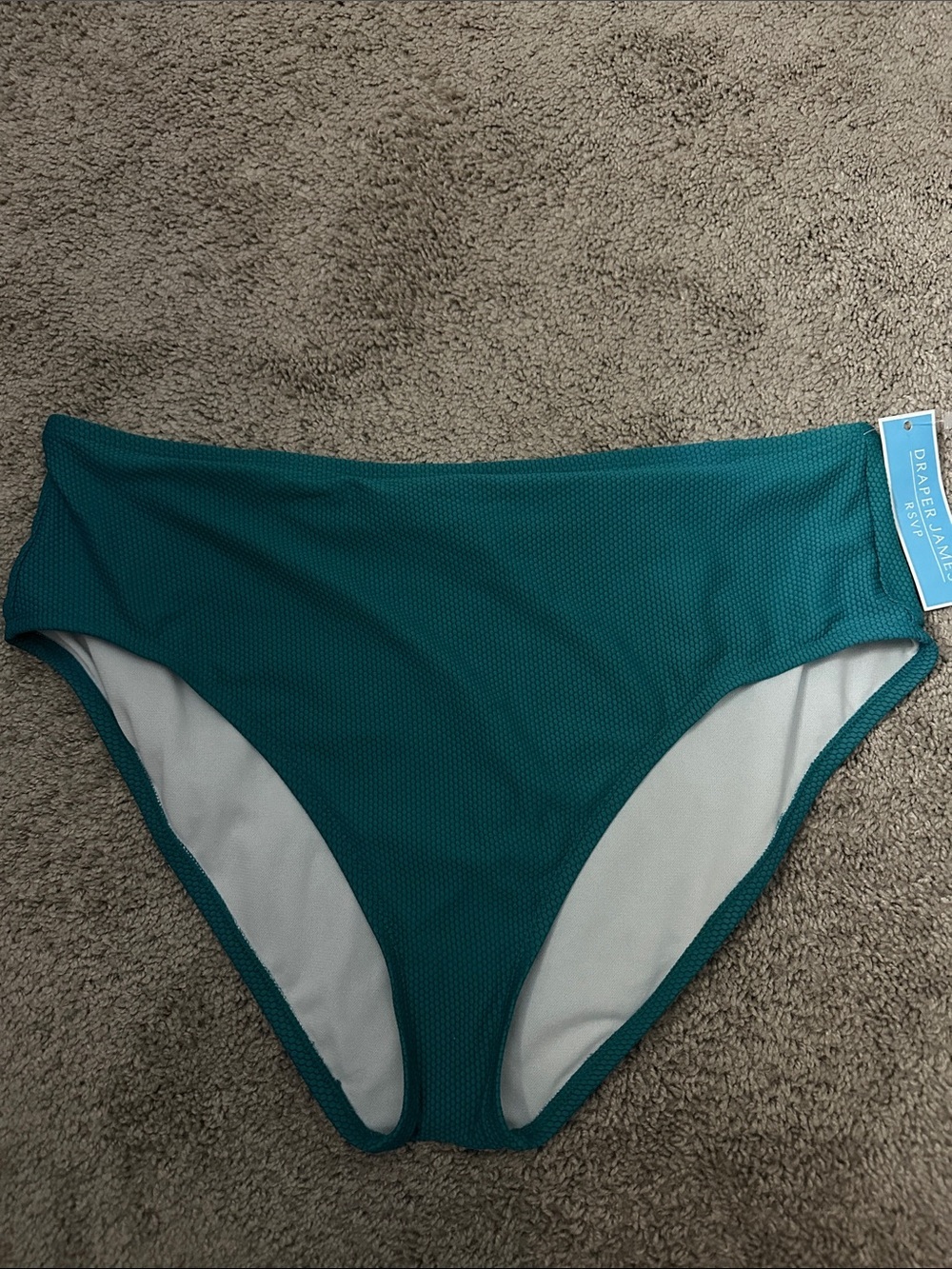 Draper James Teal High-Waist Bikini Bottoms NWT